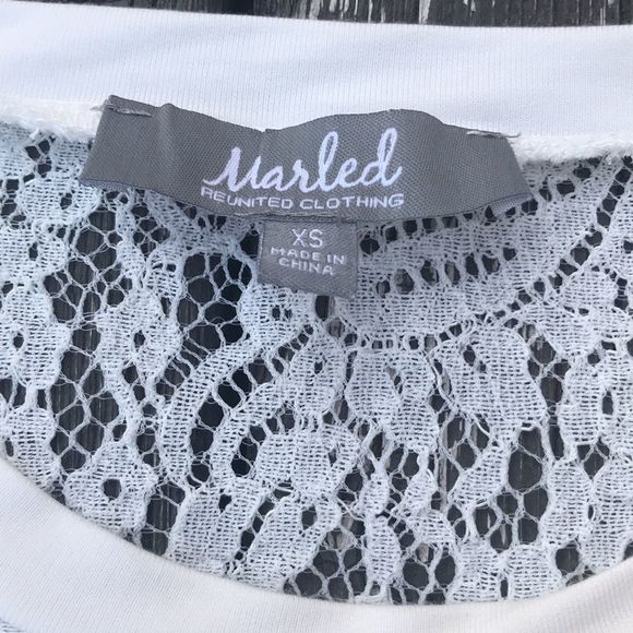 MARLED White Ruffle Lace Yoke Sweatshirt Top - Picture 6 of 13